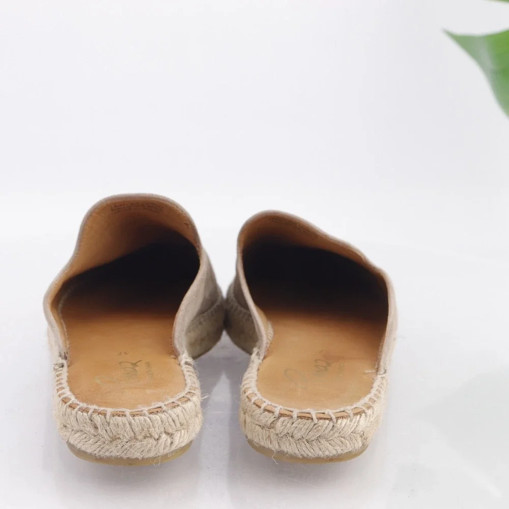 Pinaz Womens Mule Size 37 6 Tan Suede Espadrille Slip On Comfort Shoes Flat